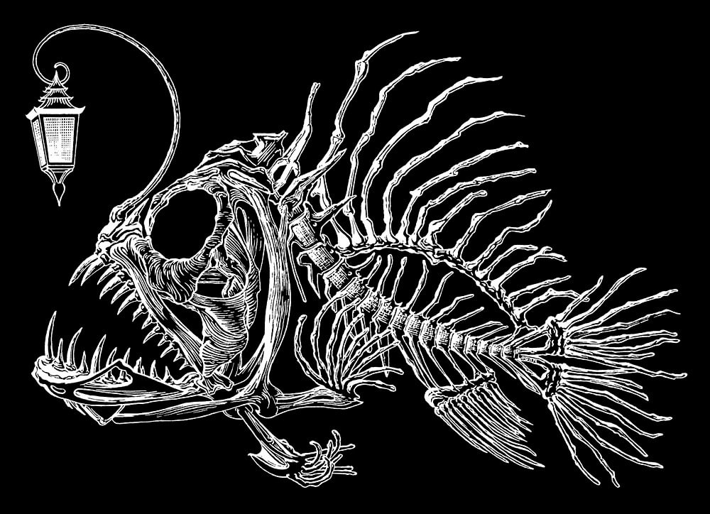 Vintage Anglerfish Fishbone Lantern Fish Men's Short-Sleeved Designer T