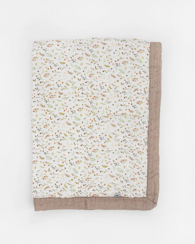 Organic Cotton Muslin Baby Quilt - Floral Field