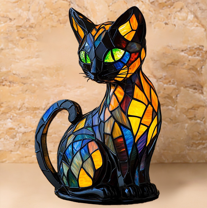 Tegooe stained glass cat lamp