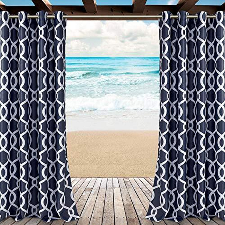 Outdoor Waterproof Blackout Curtains Grommet Top Moroccan Print 1Pcs-ChouChouHome