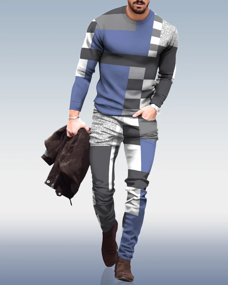 Men's Casual Personality Print Suit 010