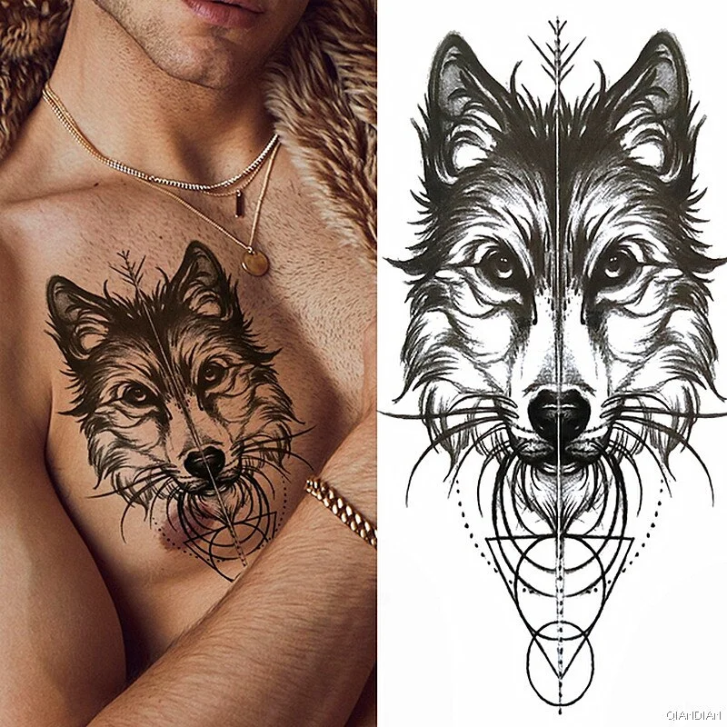 Wolf Tiger Manipulator Temporary Tattoo Sticker Waterproof Skull Flower Compass Eagle Deer Body Arm Sleeve Fake Totem Women Man