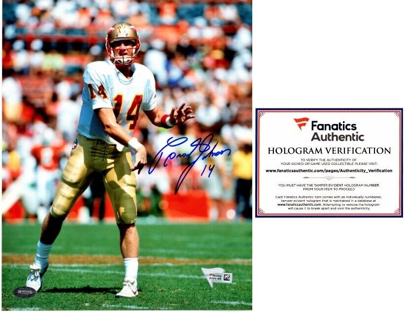 Brad Johnson Signed Florida State Seminoles FSU 8x10 Photo Poster painting Fanatics Authenticity