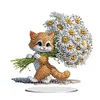 Diamond Painting Acrylic Daisy Orange Cat Desktop Diamond Painting Art Kits for Adults