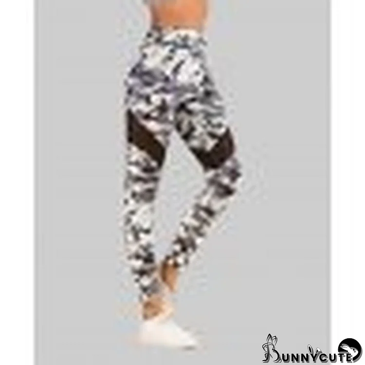 Sheer Mesh Camouflage Printed Yoga Legging