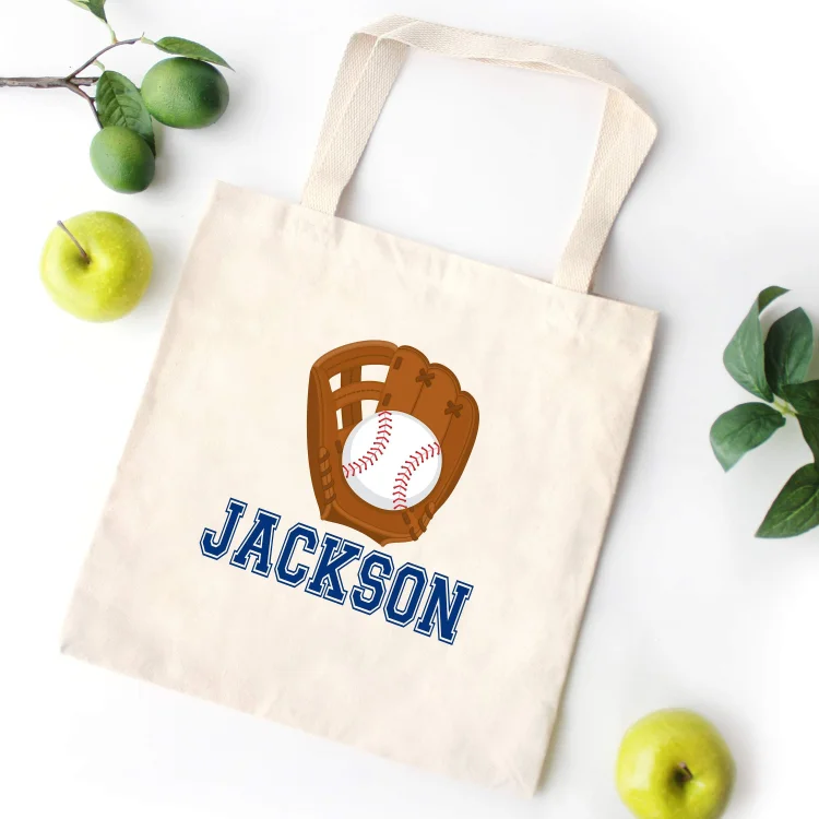 Personalized Kids Baseball Tote Bagl05