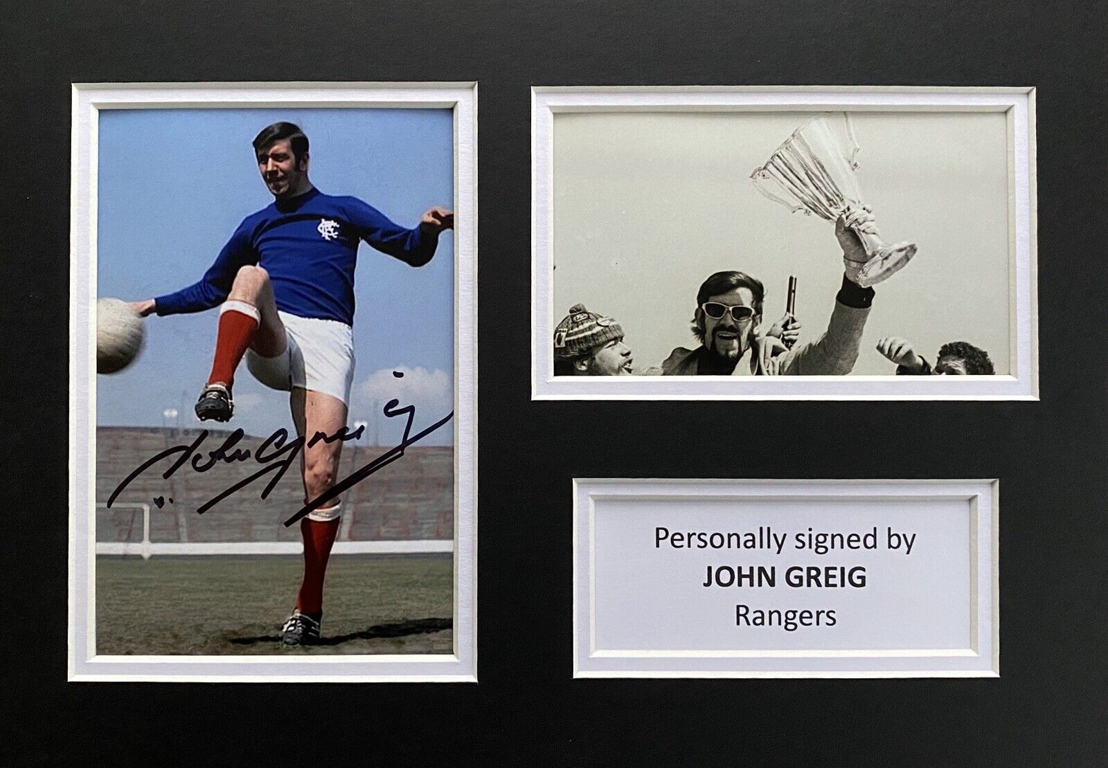 John Greig Hand Signed Rangers Photo Poster painting In A4 Mount Display 2