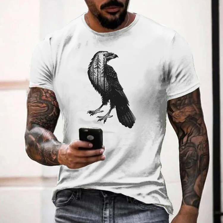Standing Eagle Print Short Sleeve T-Shirt