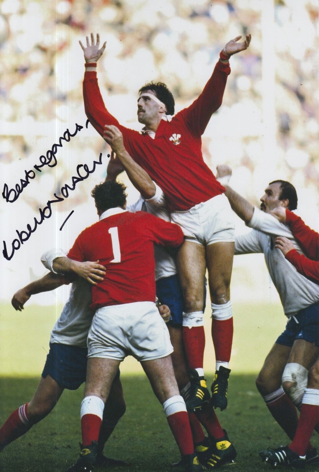 Bob Norster Hand Signed Wales Rugby 12x8 Photo Poster painting 1.