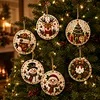 6 Pcs Christmas Wooden Ornaments DIY Pearls Diamond Painting Kit Rhinestone Art Pendants with Hemp Rope for Holiday Tree Decor