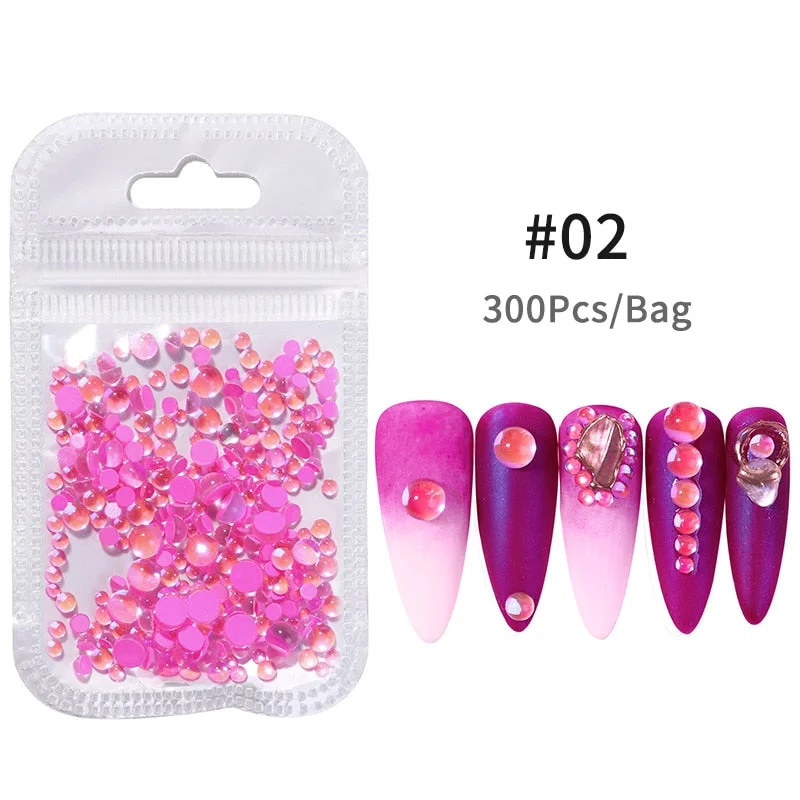Candy Colors Mixed Size Love Heart Design 3D Nail Art Decoration Glass Crystal Beads AB Rhinestones DIY Flatback Acrylic Stones-Nail Inspo