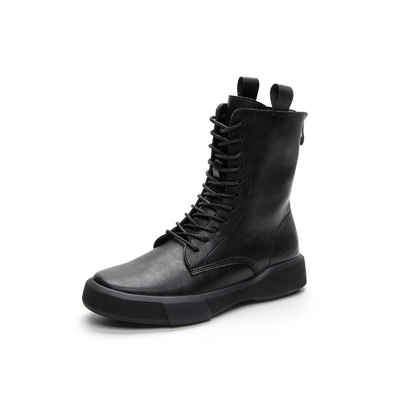 LookYno -  Flat Vintage Lace-Up  Boots