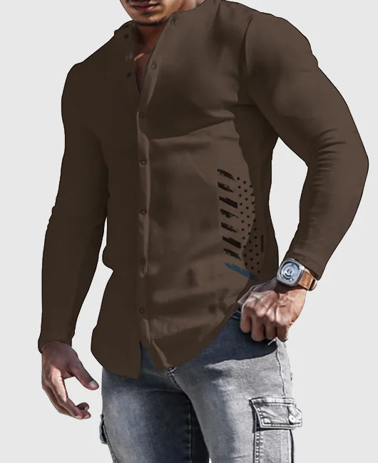 Graphic Side Casual Long Sleeve Shirt