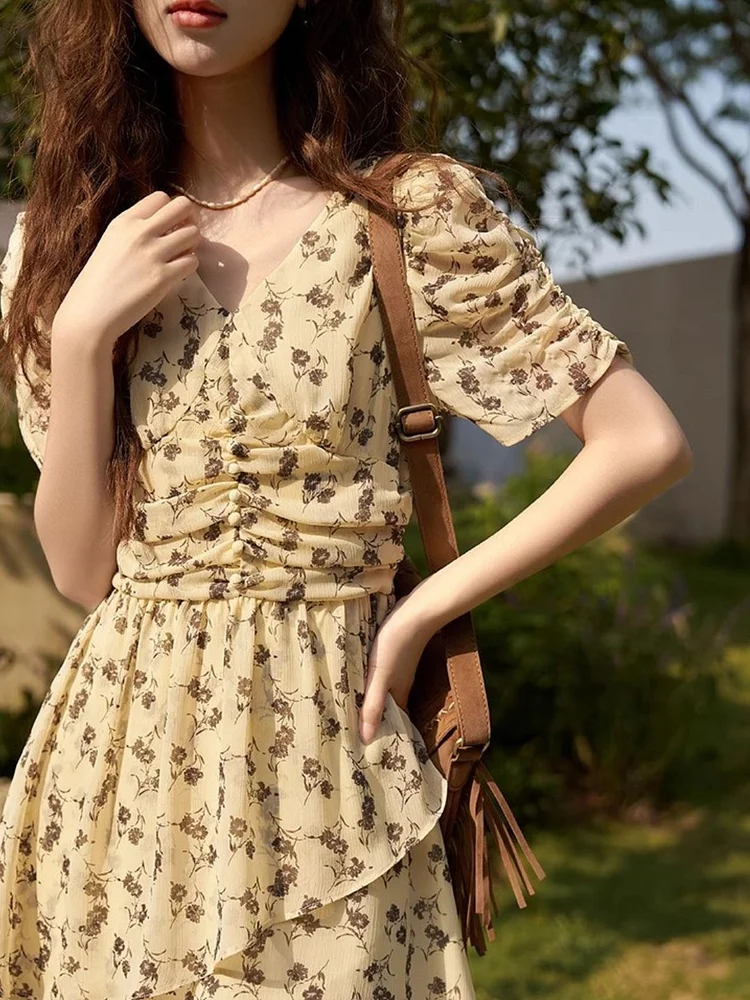 V-neck Floral Dress