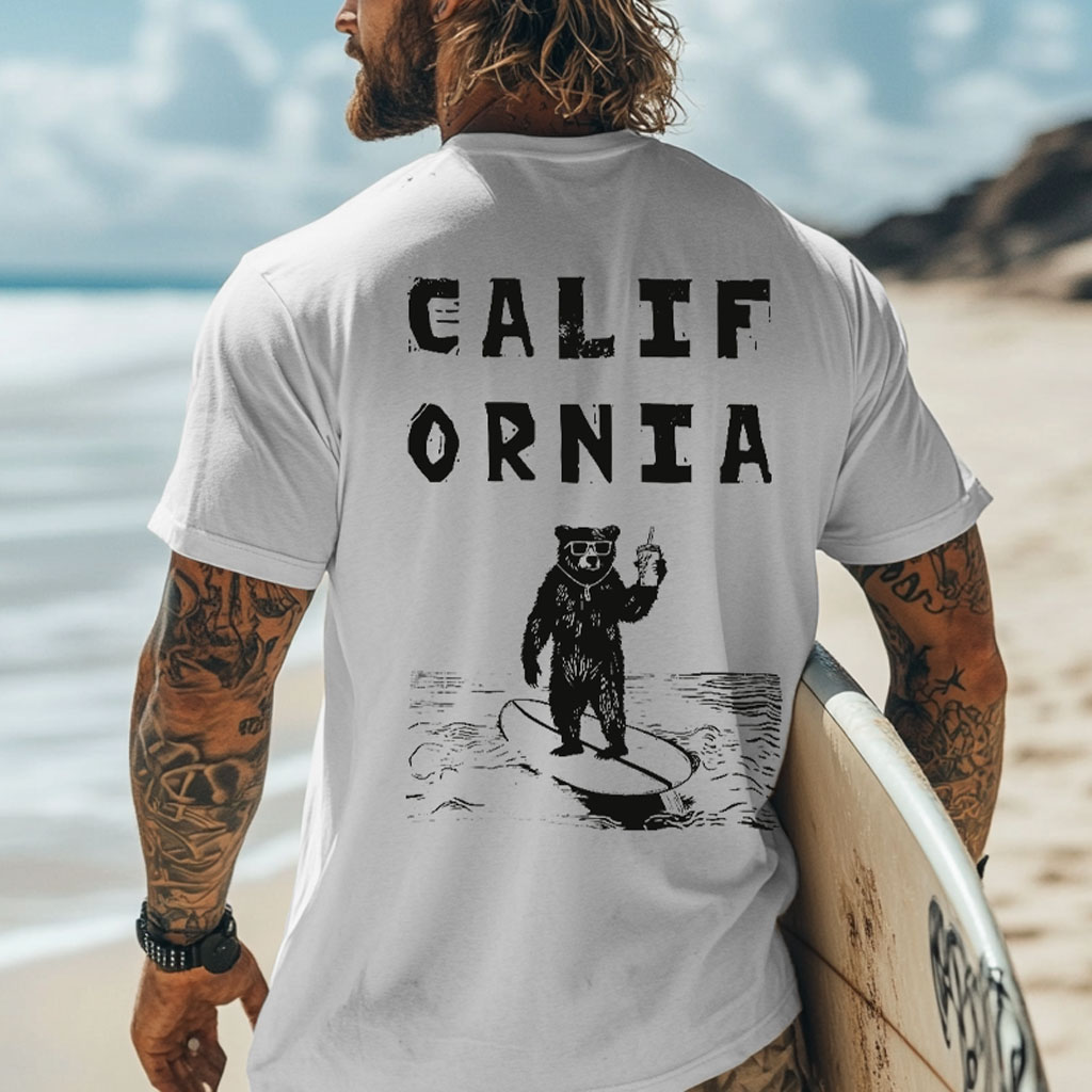  California Surf Bear Graphic T-Shirt for Men