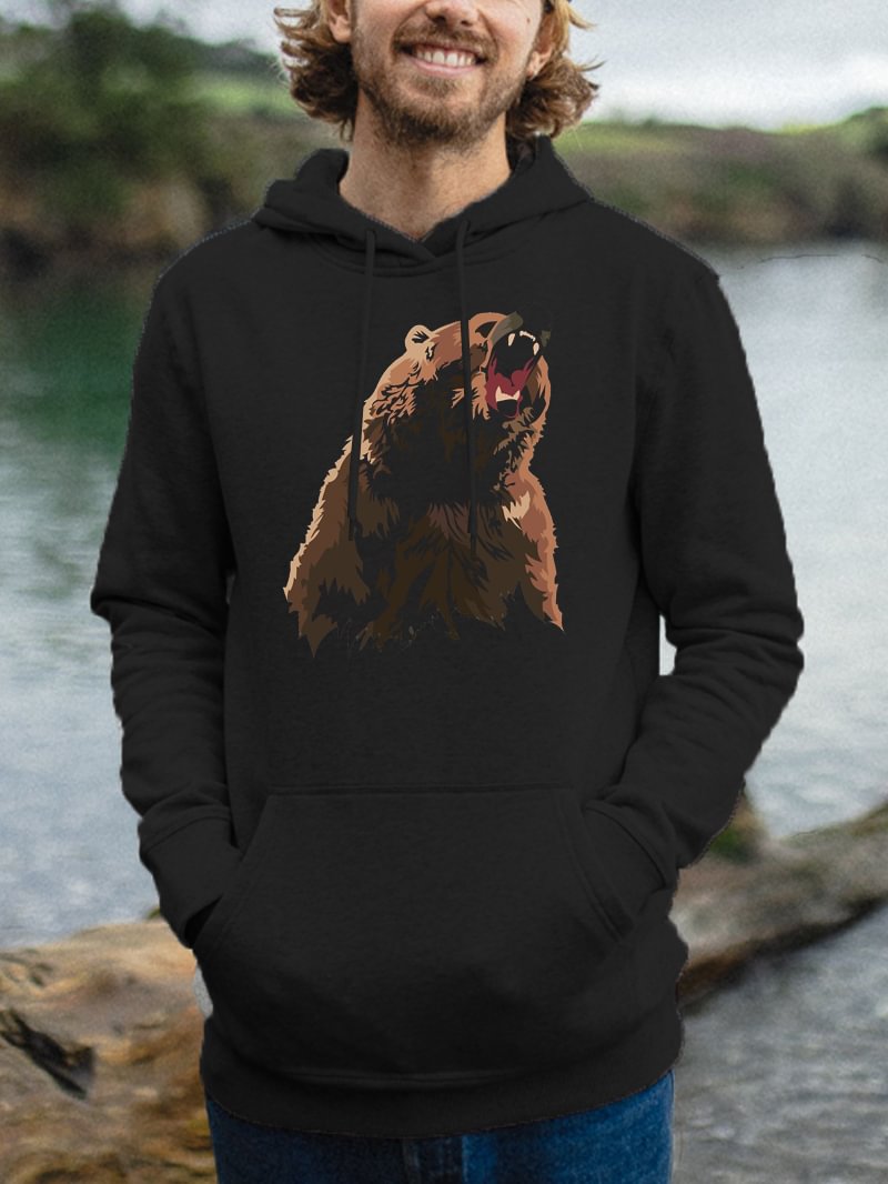 Roaring Bear Printed Men's Pullover Hoodie in  mildstyles