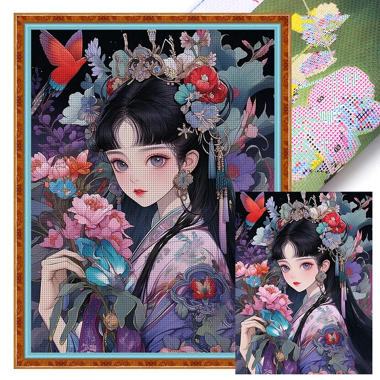 【Huacan Brand】Ancient Style Girl 11CT Stamped Cross Stitch 50*65CM