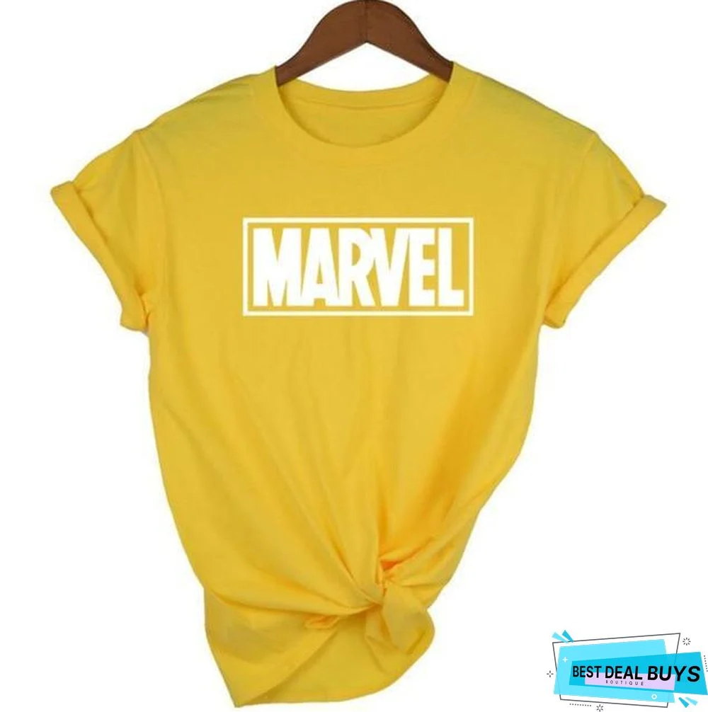 Women Short Sleeve T-shirt O-neck Cotton Super Hero Tops Tee
