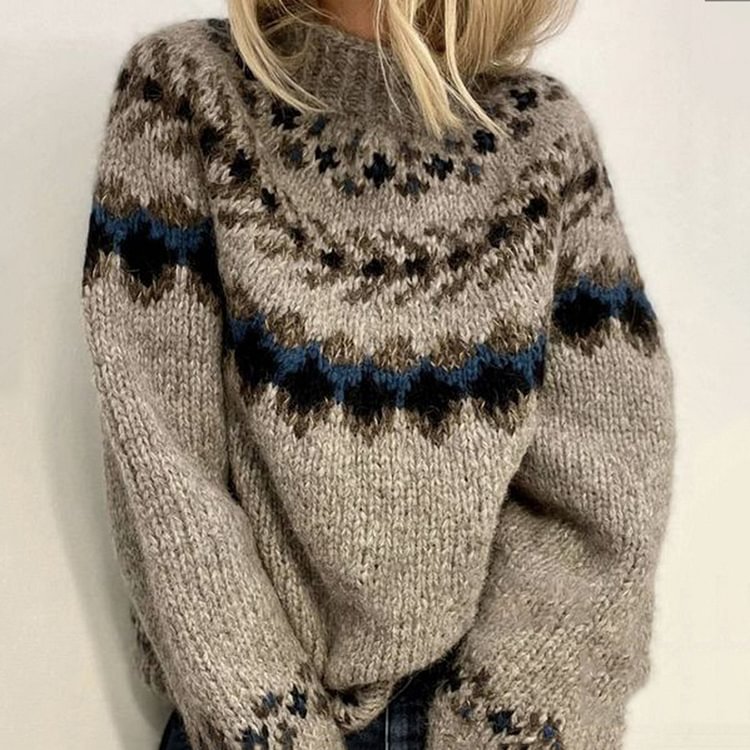 Vefave Vintage Fairman Island Jacquard Sweater