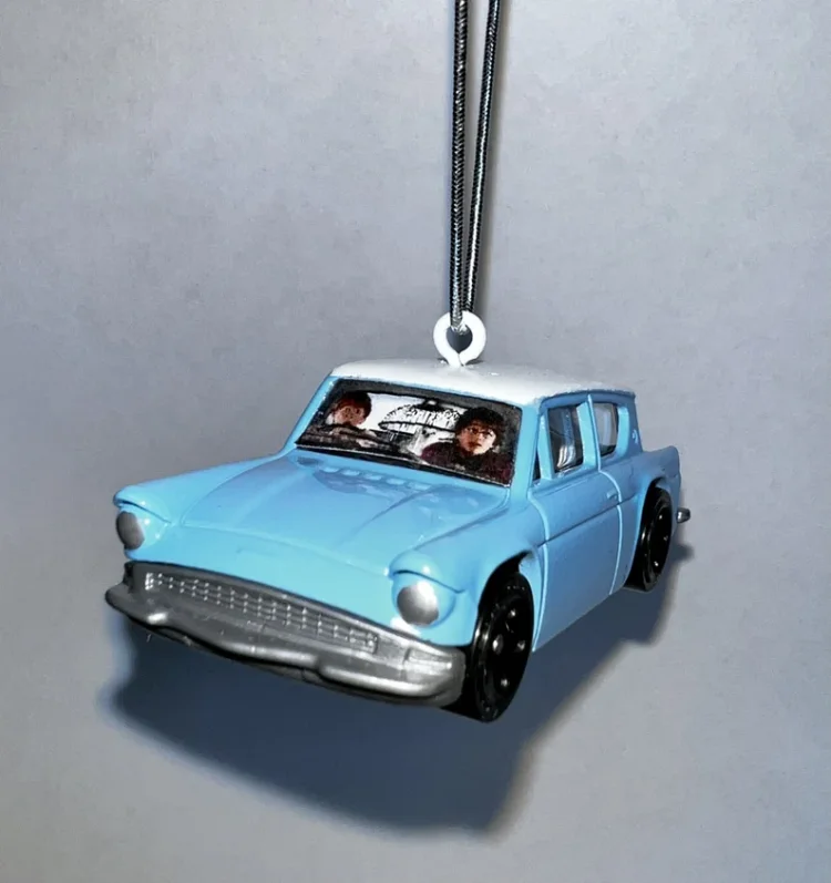 Magical flying Ford Anglia Christmas ornament