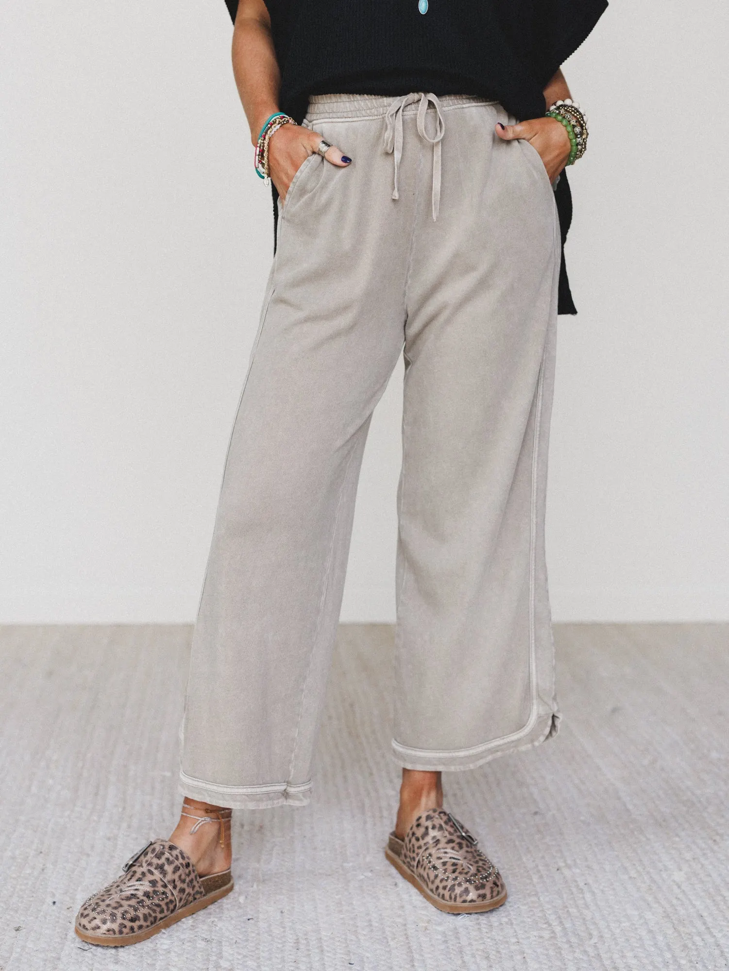 So Comfy Wide Leg Pant Cropped Length - Mocha