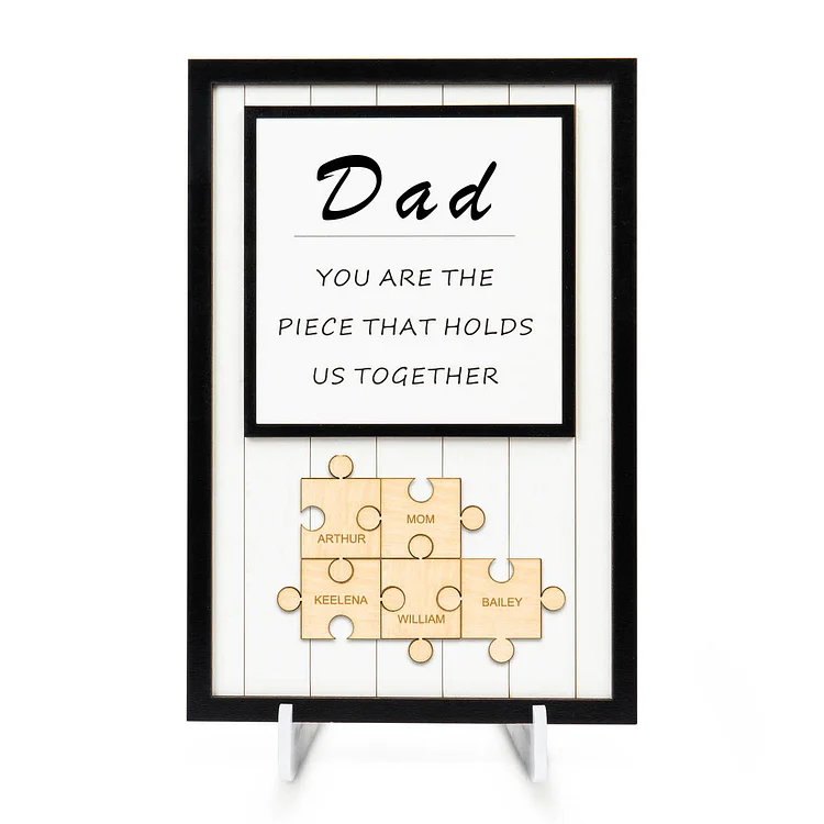 Dad Puzzle Sign Custom 5 Names Wooden Sign Family Gift for Dad