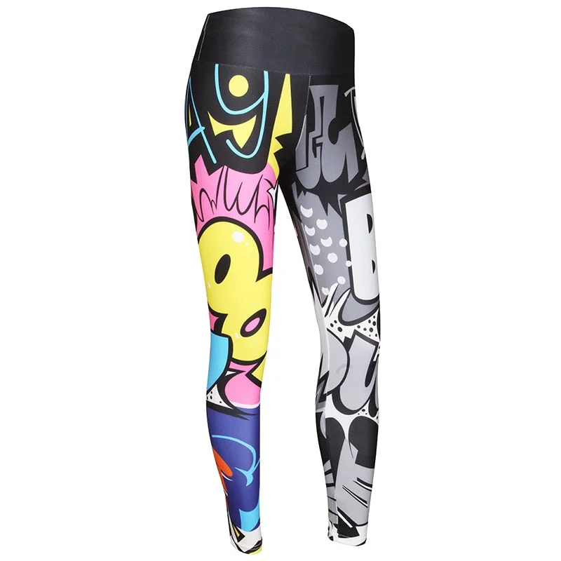 NORMOV Cool Hip-Hop Leggings Women Workout Leggings High Waist Push Up Leggins Fitness Legging Femme Pants  Graffiti