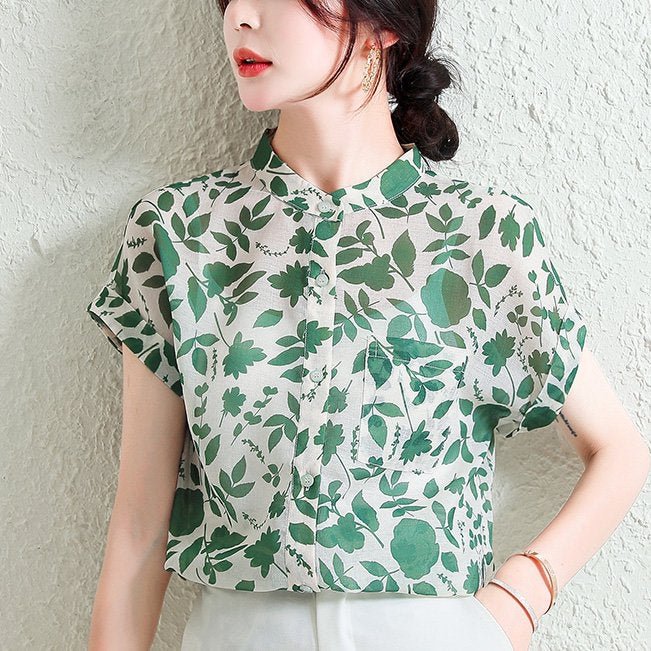 Green Shift Floral Printed Casual Shirts & Tops