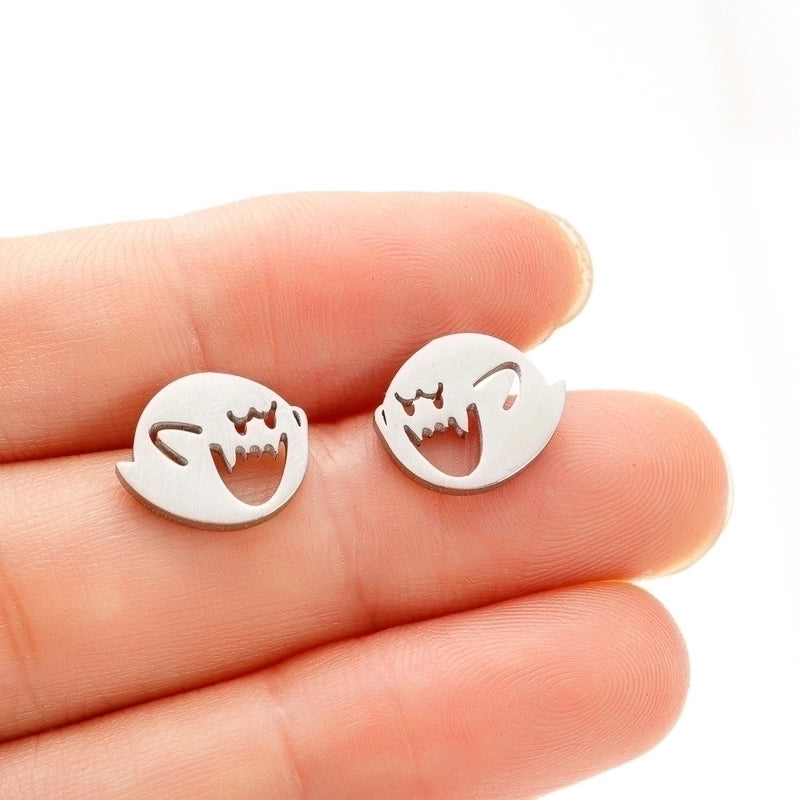 1 Pair Funny Little Monster Polishing Plating 304 Stainless Steel 18K Gold Plated Ear Studs