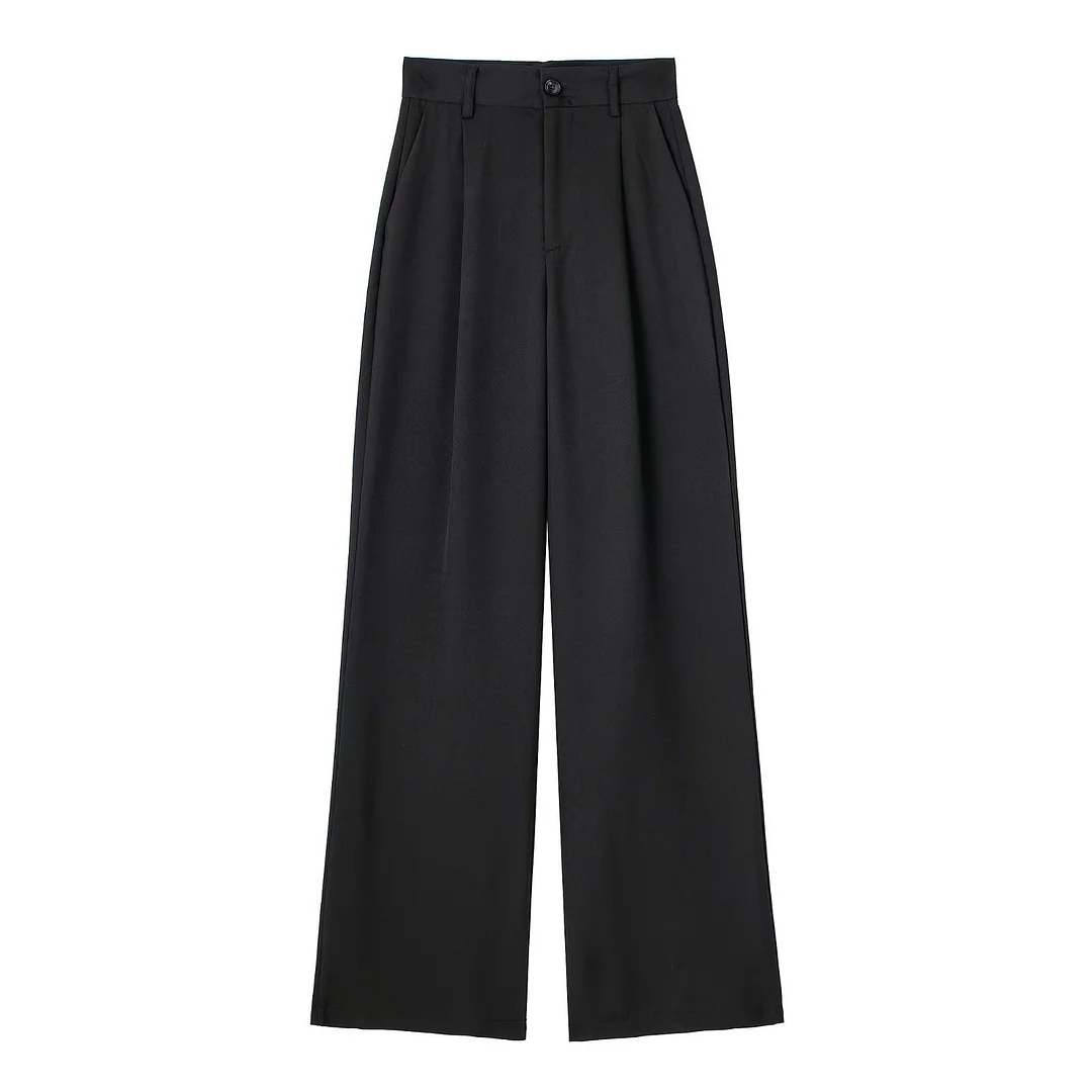 Nigikala Nigikala And Autumn 2025 New Women's Front Folded High-Waisted Trousers Casual Trousers Women A67231