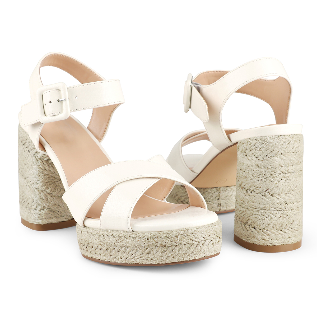 95mm Espadrille Platform High Heels for Women Ankle Strap Chunky Sandals-MERUMOTE
