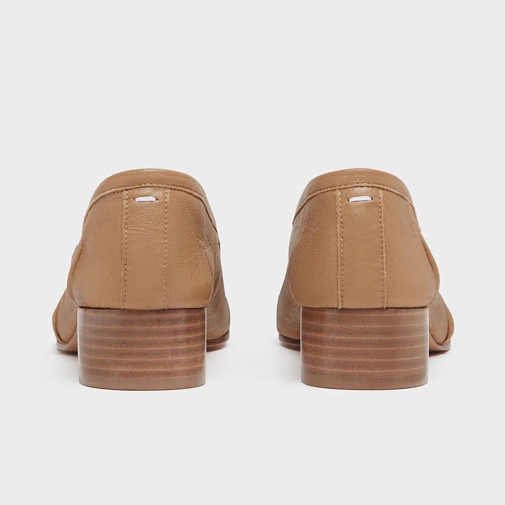 Stylish Faux Leather Split Toe Wrinkled Nude Pumps with Cylinder Heel