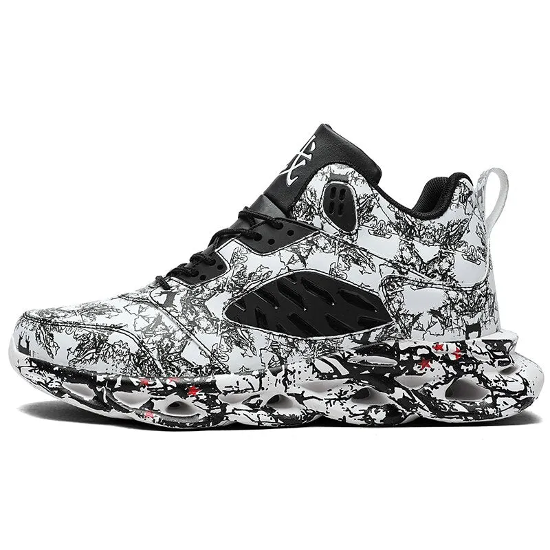 New Men Sneakers Outdoor Graffiti Men Non-slip Basketball Shoes Mesh Breathable Men's Casual Shoes Male Sport Jogging Shoes