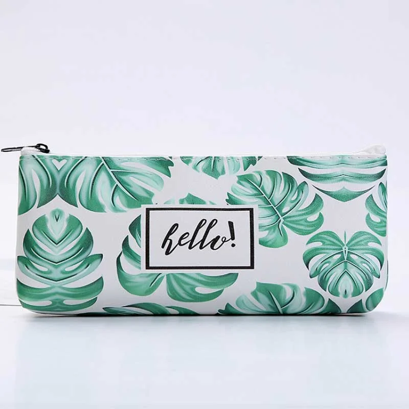 3 Colors Kawaii Green leather Pencil Case Turtle leaf Estuches School Pencil Box Pencil case Pencil Bag For School Stationery