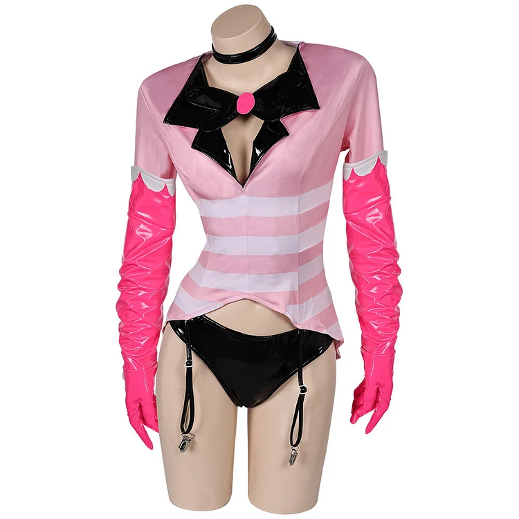 Hazbin Hotel Angel Dust Pink Sexy Lingerie Outfits Cosplay Costume Halloween Carnival Suit