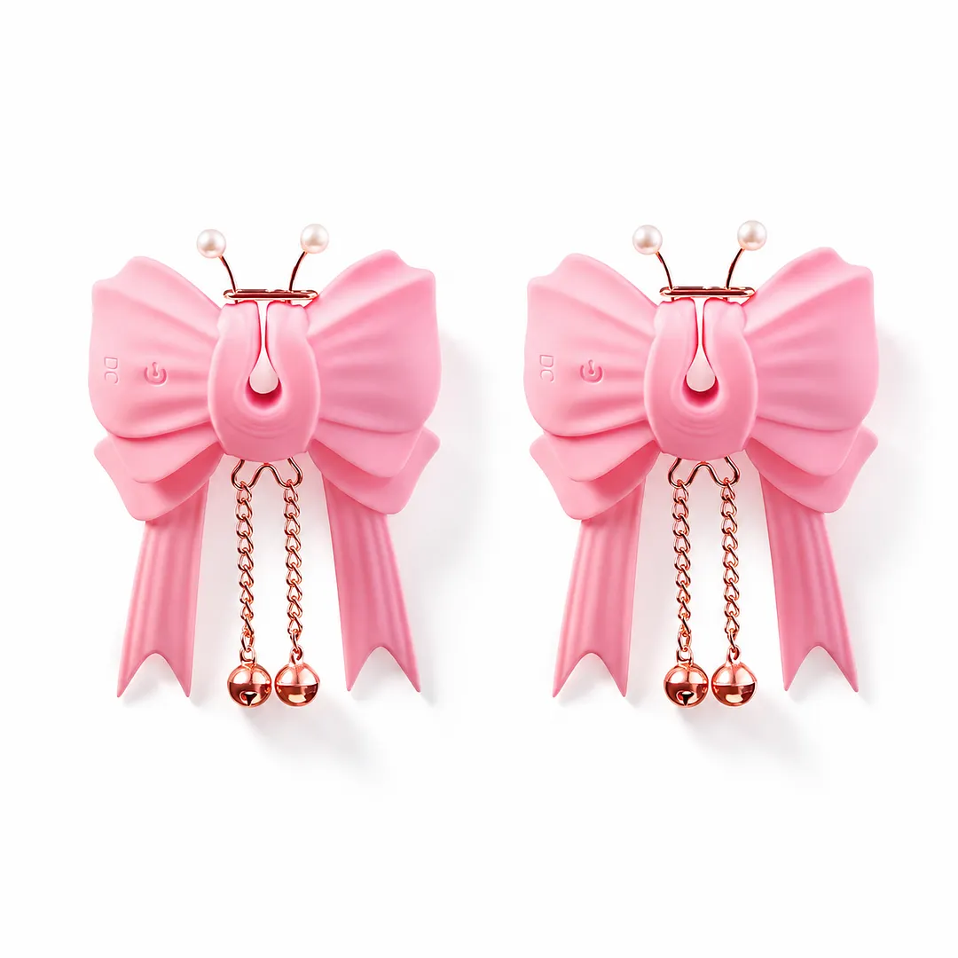 Sexy Kitty &ndash; App-controlled Vibrating & Electro-stim Bow Nipple Clamps