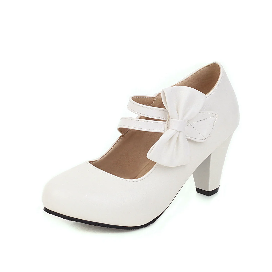 Tanguoant Tanguoant Single Shoe Plus Size Female Shoe 40-48 Plus Size 33 Thick Heel Mary Jane Shoe 8-22