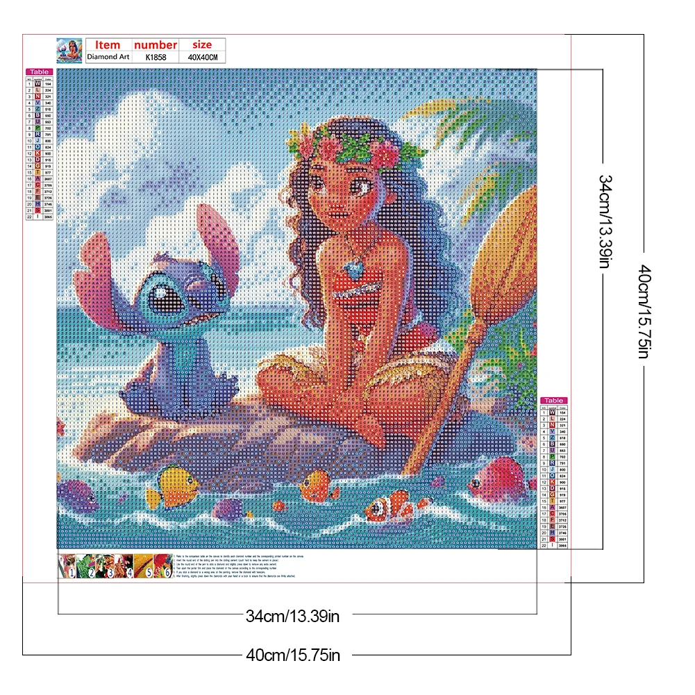 Diamond Painting - Full Round Drill - Princess Moana Stitch(Canvas|40*40cm)