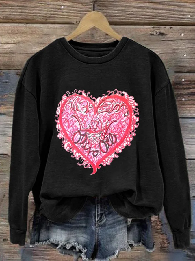 Women's Valentine's Day printed sweatshirt