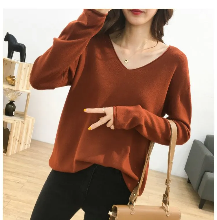 2021 spring autumn new lazy knit oversize sweater women's pullover Korean loose bottoming shirt big sweater