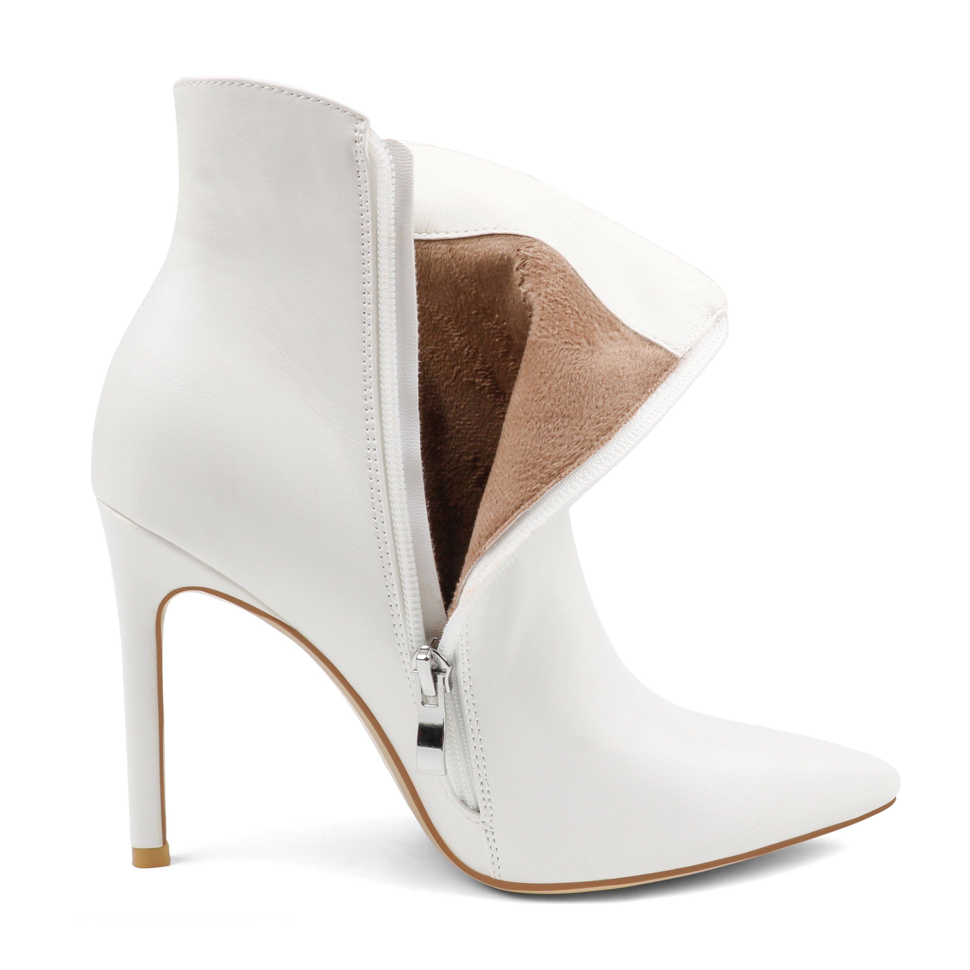 100mm Women's High Heels Pointed Toe Zipper Boots-MERUMOTE