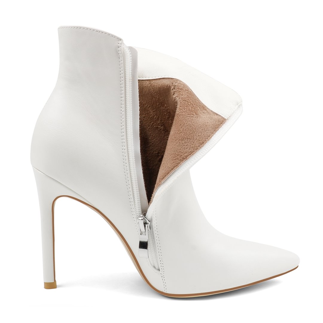 100mm Women's High Heels Pointed Toe Zipper Boots-MERUMOTE