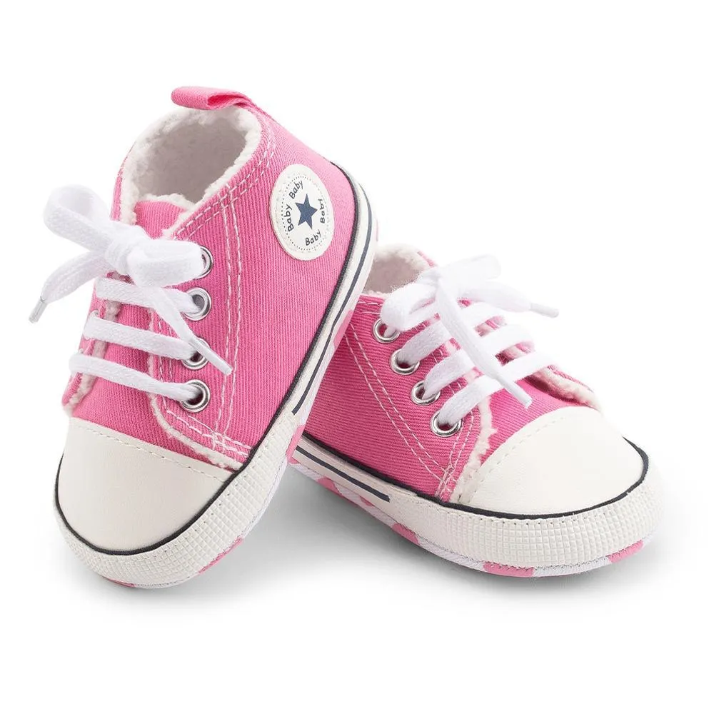Baby Canvas Classic Sports Sneakers Newborn Baby Boys Girls Print Star First Walkers Shoes Infant Toddler Anti-slip Baby Shoes