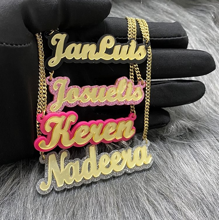 Custom Name Acrylic Nameplate Pendant Necklace Personalized Jewelry