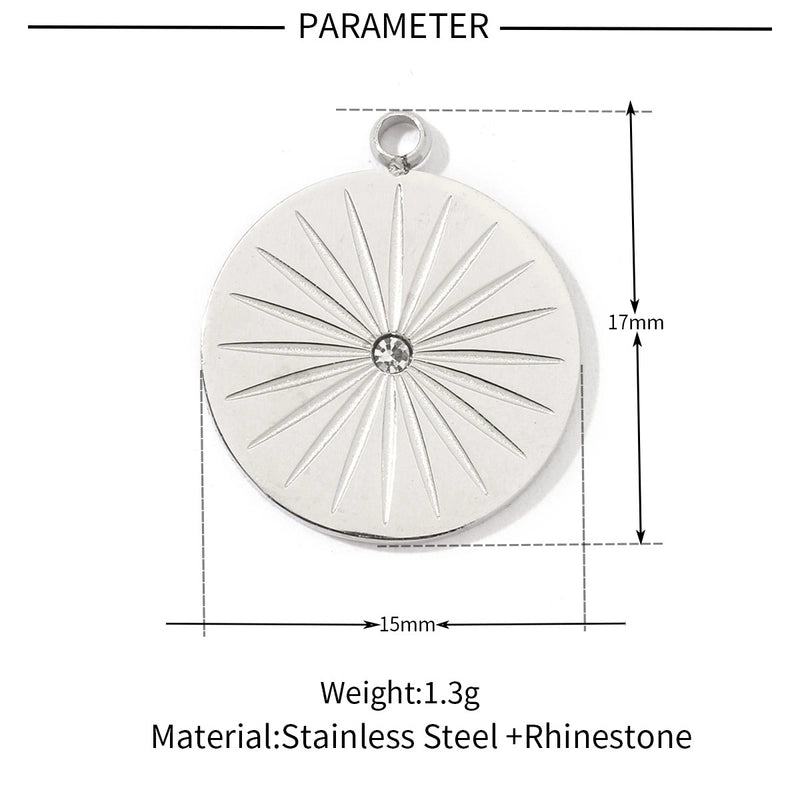 A Pack Of 3 201 Stainless Steel 18K Gold Plated Sun Star Polished Pendant