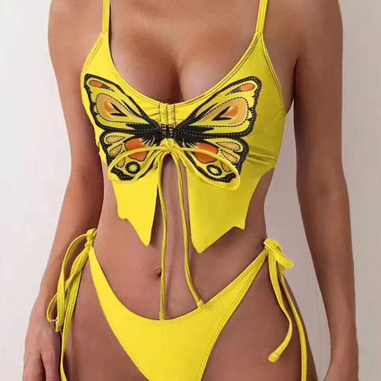 Yellow Butterfly Swimsuit Set (M)