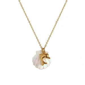 Dolphin white shell necklace