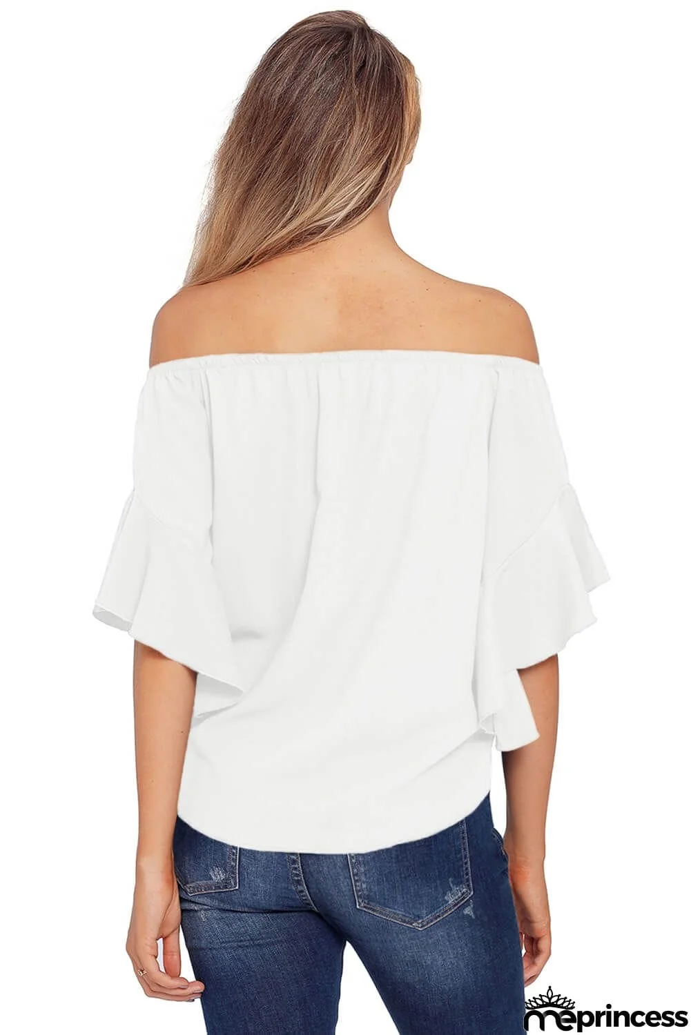 White Off The Shoulder Knot Front Blouse