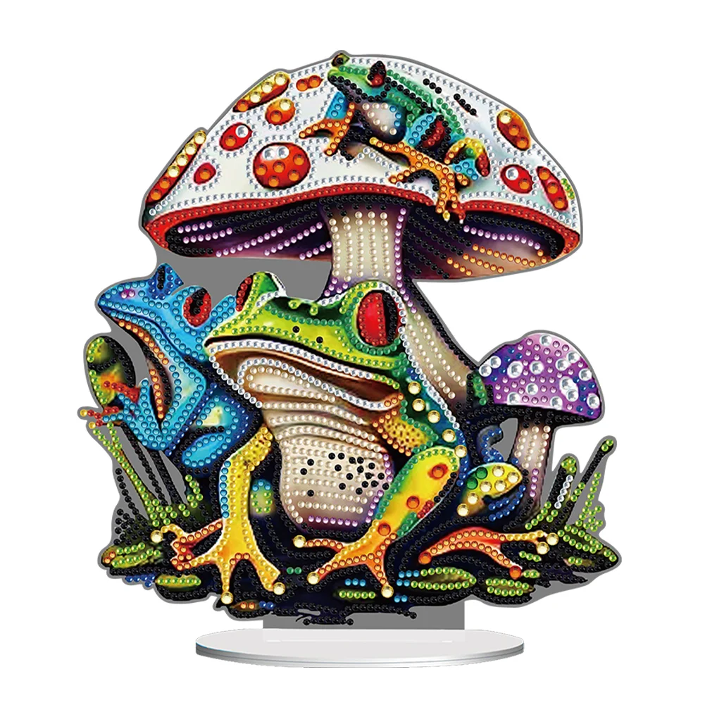 DIY Colorful Mushroom Frog Special Shaped Acrylic Desktop Diamond Art Kits for Adult Beginner