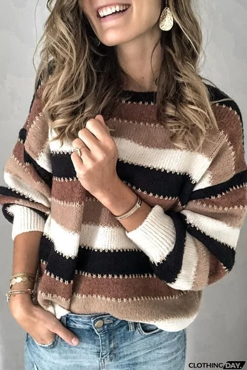 Colorful Stripe Long Sleeve Sweater